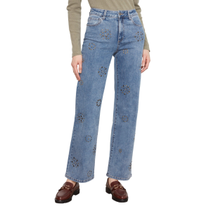 Women's Charlie B Studs Pattern Wide Leg Jeans