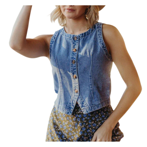 Mikarose Women's Mikarose Tailored Vest Sleeveless Scoop Neck Button Up Shirt - $38.99 at SCHEELS
