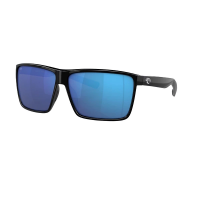 Men's Costa Del Mar Costa Del Mar Rincon Polarized Sunglasses Polarized Sunglasses Shiny Black/Blue Mirror Polarized Glass