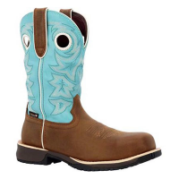 Women's Rocky Rosemary 11" Composite Toe Western ASTM F2413-11,Waterproof Work Boots 6.5 Brown/Blue