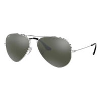 Men's Ray-Ban Aviator Mirror Sunglasses Polished Silver/Grey