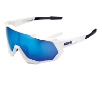 Men's 100% Speedtrap Sunglasses Matte White/Blue Mirror