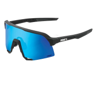 Men's 100% S3 Polarized Sunglasses Black/Blue Mirror