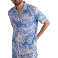 Men's Marine Layer Terry Out Resort Button Up Shirt Large Blue Frond