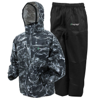 Men's Frogg Toggs Classic All-Sport Rain Pants and Hunting Rain Jacket Small MO Elements/Blacktip/Black Pants