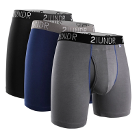 Men's 2UNDR Swing Shift Boxer Briefs Underwear 3 Pack Medium Black Grey Navy