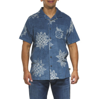 Men's Howler Brothers Palapa Terry Button Up Shirt Medium Sunflower Pixels: Postal Blue