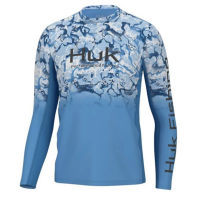 Men's Huk Men'e Icon XInside Reef Fade Long Sleeve T-Shirt Large Azure Blue