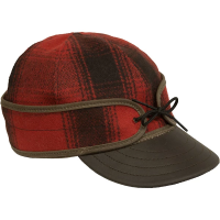 Men's Stormy Kromer The Original With Leather Hunting Fitted Cap 6 7/8 Red/Black Plaid