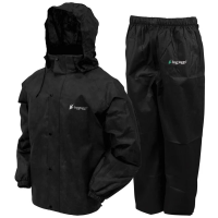 Men's Frogg Toggs Classic All-Sport Rain Pants and Hunting Rain Jacket Large Black / Black Pants