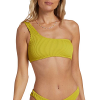 Women's Billabong Summer High Lilly 1 Shoulder Swim Bikini Top Large Tart Lime