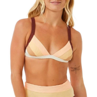 Women's Rip Curl Block Party Spliced Fixed Swim Bikini Top Small Bone