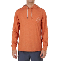 Men's Salty Crew Tippet Pocket Hood Tech Long Sleeve T-Shirt Small Rust