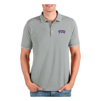 TCU Horned Frogs Antigua Affluent Polo Medium Grey Heather/ White