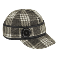 Women's Stormy Kromer The Button Up Hunting Fitted Cap 6 1/2 Charcoal/White Tartan