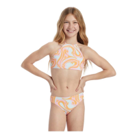 Girls' Billabong In The Groove High Neck Swim Bikini Set 7 Multi