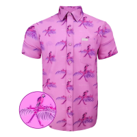 Men's Retro Rifle Macaws Button Up Shirt XLarge Pink