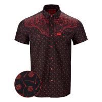 Men's Retro Rifle Old Silence Button Up Shirt 2XLarge Black Red