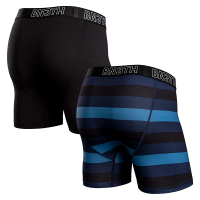 Men's BN3TH Inception Boxer Briefs Underwear 2 Pack Small Black/Tricolor Stripe-Deep