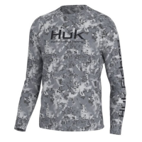 Men's Huk PursuitFin Flats Long Sleeve T-Shirt Large Volcanic Ash