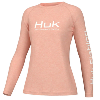 Women's Huk Pursuit Heather Long Sleeve T-Shirt Small Peach Nectar