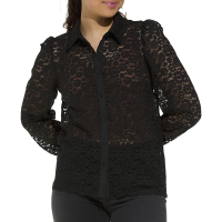 Women's Staccato Lace Long Sleeve Button Up Shirt Small Black