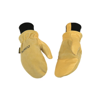 Men's Kinco Lined Heavy Duty Premium Grain & Suede Pigskin Driver Gloves Small Golden/Black