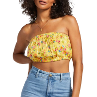 Women's Billabong Sun Catcher Tube Sleeveless Crop Top Large Honeybee