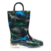 Kids' Western Chief Dino Friends Lighted Rain Boots Little 12Y Black