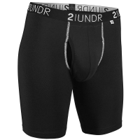 Men's 2UNDR Swing Shift Long Leg Boxer Briefs Underwear Running Medium Black