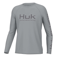 Boys' Huk Pursuit Solid Long Sleeve T-Shirt Medium Grey Mist