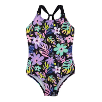 Girls' Nano Noruk Tropical Flowers Swim Rashguard Toddler 6 Black