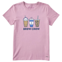 Women's Life is Good Brew Crew T-Shirt Medium Purple