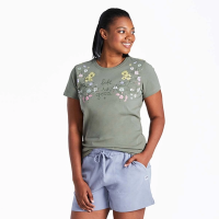 Women's Life is Good Woodland Florals Crusher T-Shirt Medium Moss