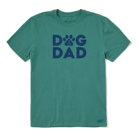 Men's Life is Good Dog Dad T-Shirt Medium Spruce Green