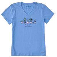 Women's Life is Good Home is Where you Plant it T-Shirt Medium Blue