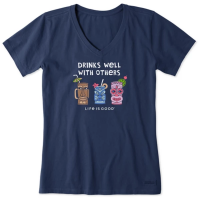 Women's Life is Good Tiki Drinks Well Crusher-LITE T-Shirt Small Blue