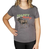 Women's Girls with Guns Holiday Moose T-Shirt Large Grey