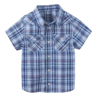 Boys' Wrangler Plaid Western Button Up Shirt Baby 3/6 mo. Blue