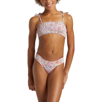 Girls' Billabong Floral Print Bandeau Swim Bikini Set 10 White/Multi