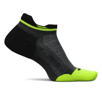 Women's Feetures WoElite Max Cushion Tab No Show Running Socks XLarge Midnight Neon