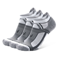 Adult Balega Hidden Contour Tab 3 Pack No Show Running Socks Medium White/Grey