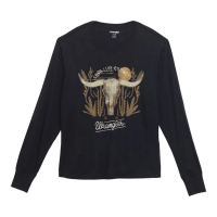 Women's Wrangler Steer Skull Long Sleeve T-Shirt Large Dark Navy