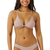 Women's Rip Curl Classic Surf Crossback Swim Bikini Top Medium White/Brown