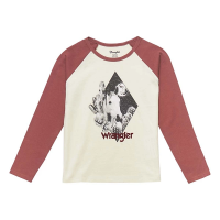 Girls' Wrangler Graphic Horse Long Sleeve T-Shirt Small White/Burgandy