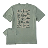 Men's Life is Good Woodcut Camp More T-Shirt Medium Moss Green