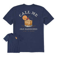 Men's Life is Good Call Me Old Fashioned T-Shirt Medium Dark Blue