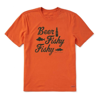 Men's Life is Good Beer Fishy T-Shirt Medium Nomadic Orange