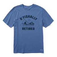 Men's Life is Good O'Fishally Retired T-Shirt Medium Vintage Blue