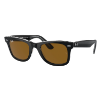 Men's Ray-Ban Wayfarer Classic Polarized Sunglasses Black On Transparent/Brown